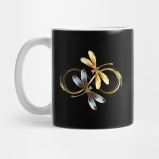 Infinity with Two Golden Dragonflies Mug